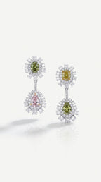 Multicolour Fancy Diamond Drop Earrings – pair, white gold