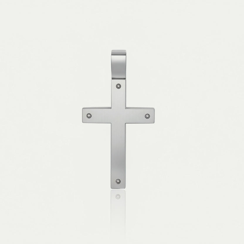 Peter - Medium White Gold Cross and Matt Finish