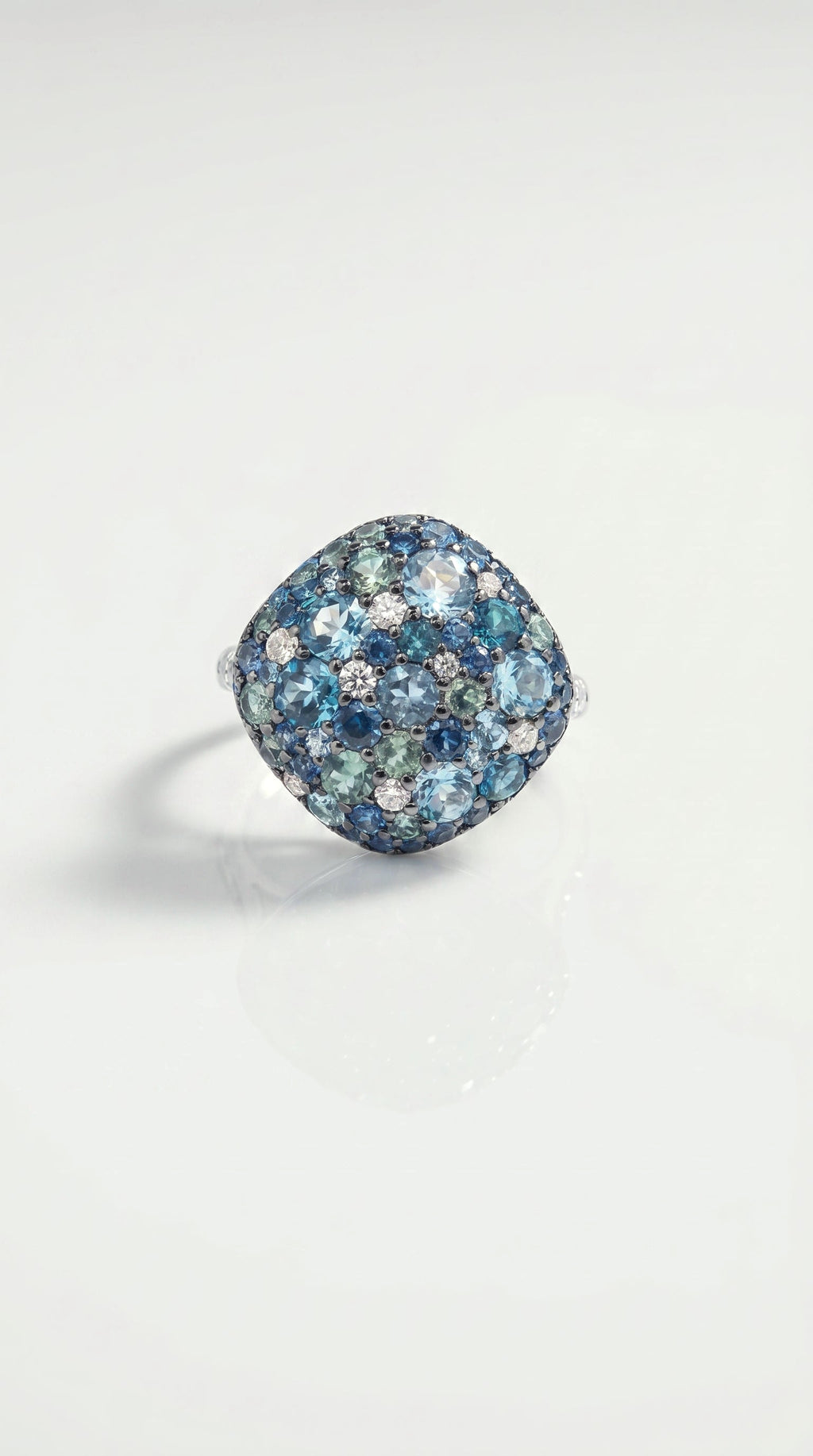 Pavee Sapphires, Tourmaline & Diamonds Ring