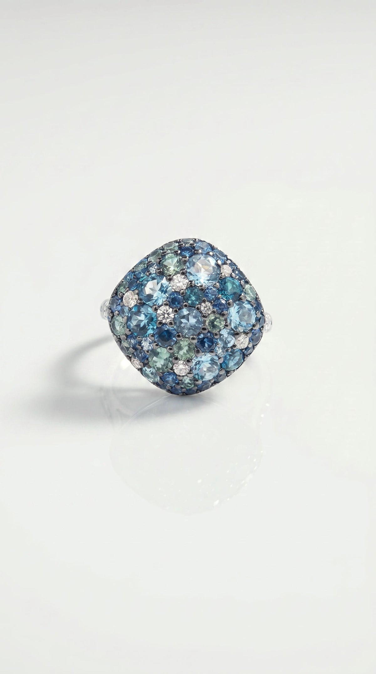 Pavee Sapphires, Tourmaline & Diamonds Ring