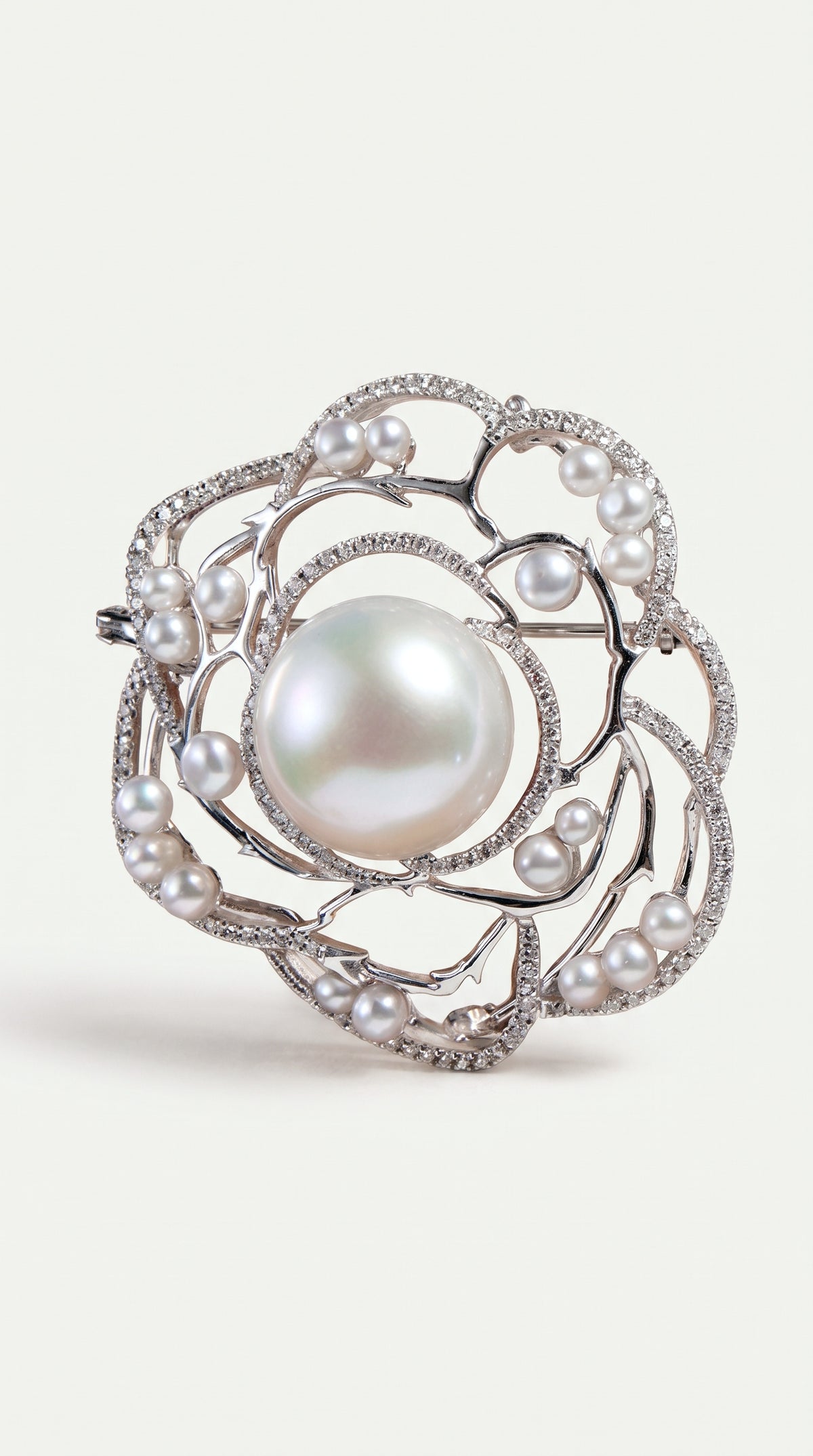 The Camelia - Australian South Sea 16mm Pearl & Diamond Pendant — Levendi Jewellers