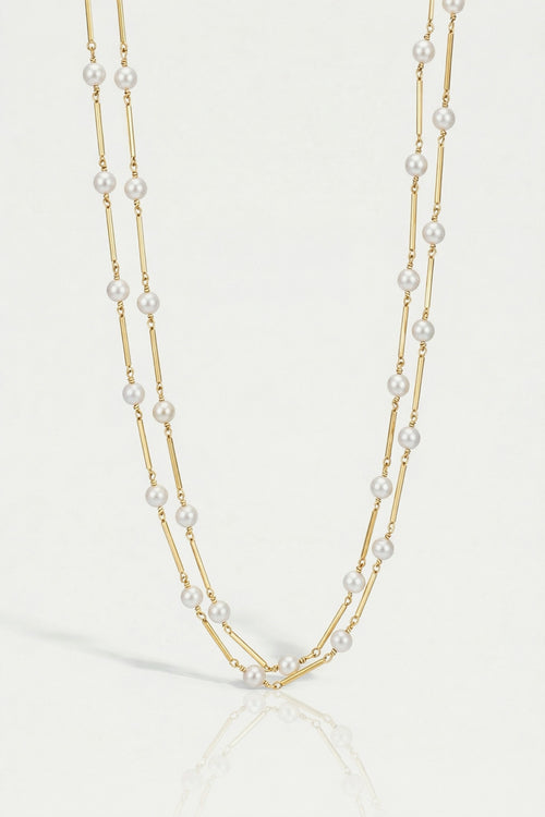 Akoya & Gold Bar Pearl Detachable Long Strand