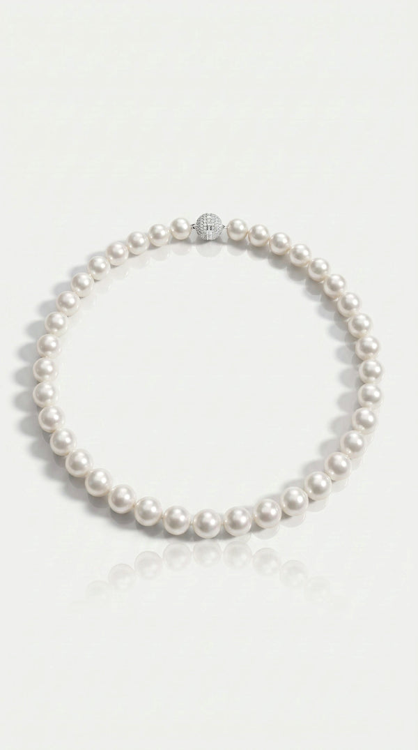 Tahitian Pearl Double Strand Necklace Graduated 6.5mm Diamond Clasp