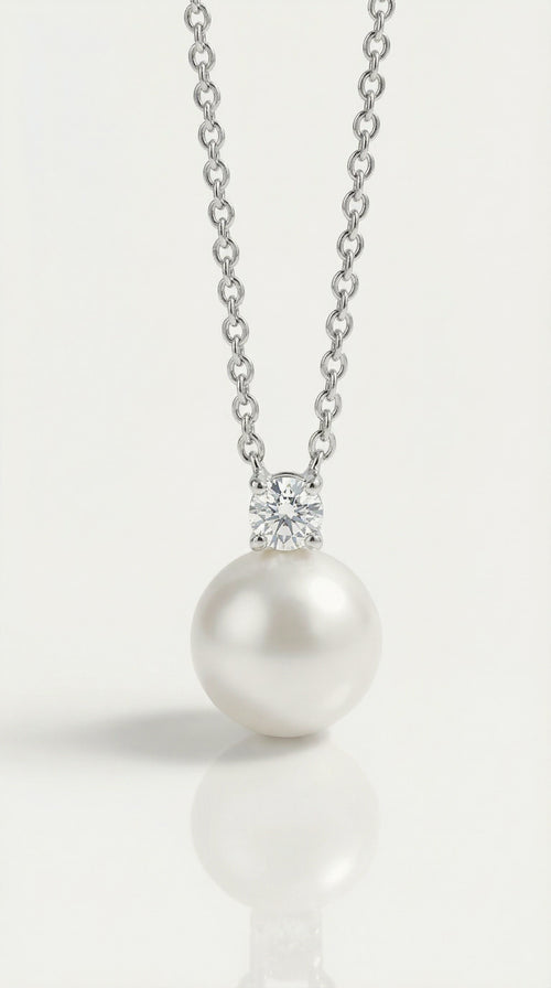 Australian South Sea Pearl - 12 mm Classic Single Diamond Pendant
