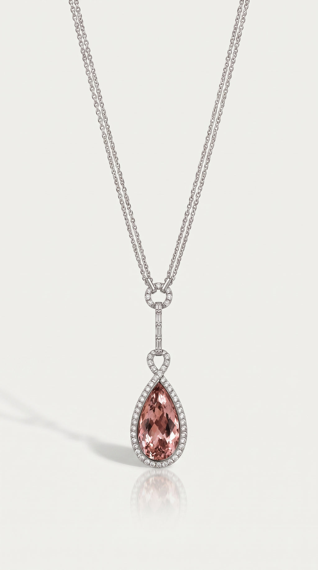 Morganite & Diamond Teardrop Pendant