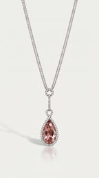 Morganite & Diamond Teardrop Pendant