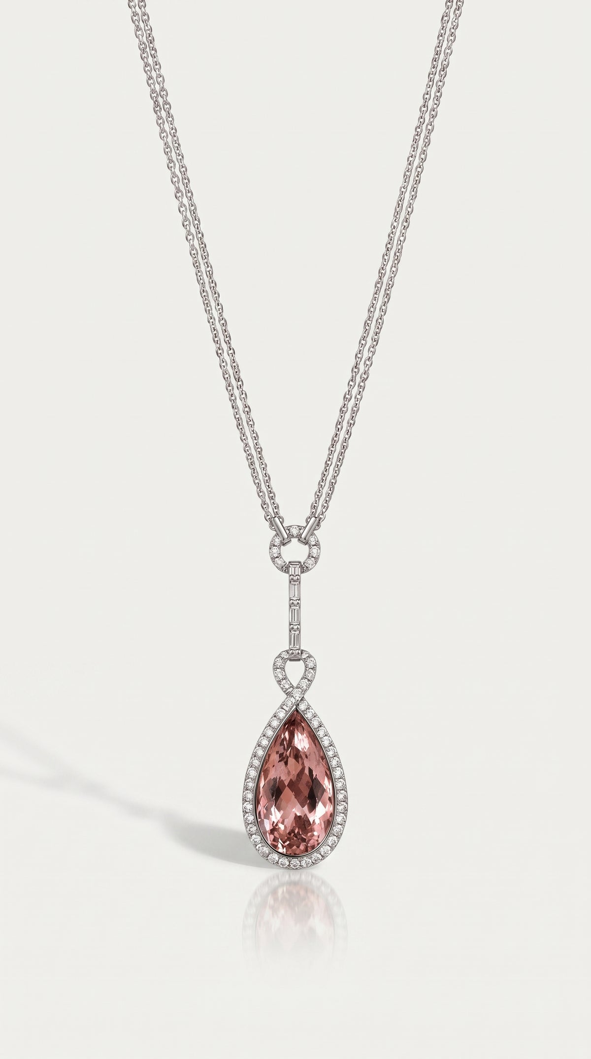 Morganite & Diamond Teardrop Pendant
