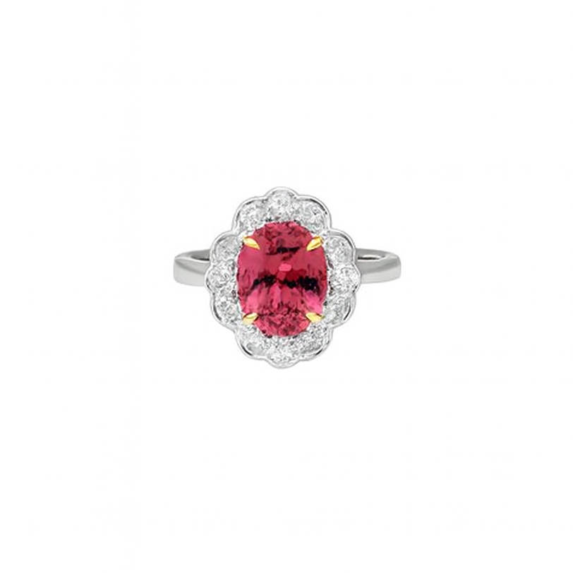 Pink Tourmaline & Diamond Ring
