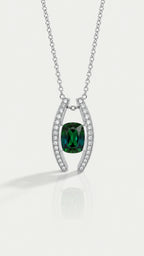 Cushion Green Tourmaline & Diamond Pendant