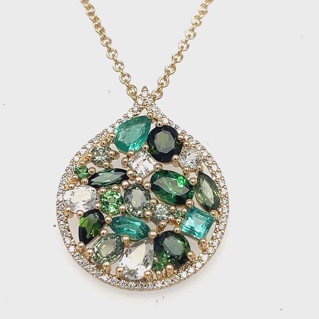 Emerald Gemstone Cluster Necklace