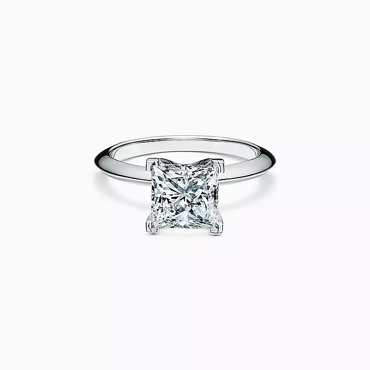 Classic Princess Plain Band Engagement Ring