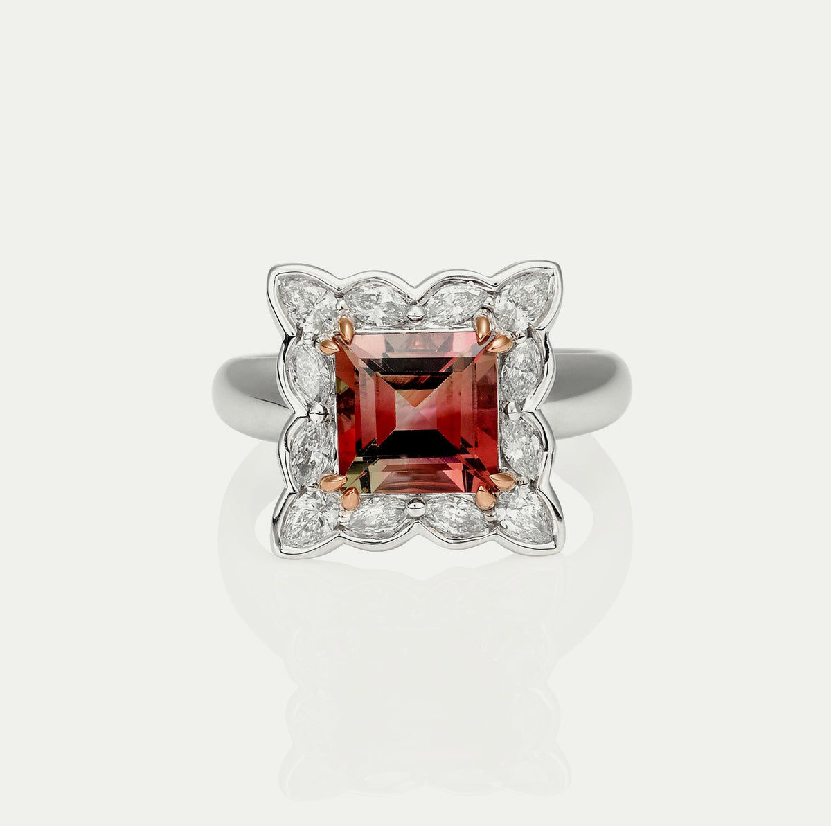 Princess Cut Tourmaline & Diamond Ring