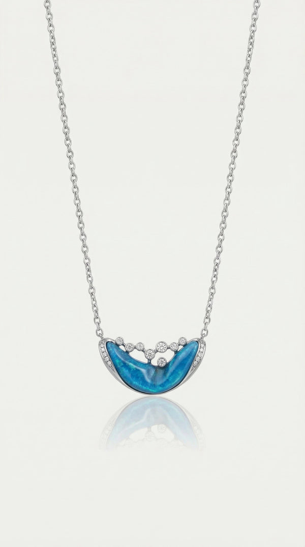 Pure Line - Black Opal & Diamond Pendant
