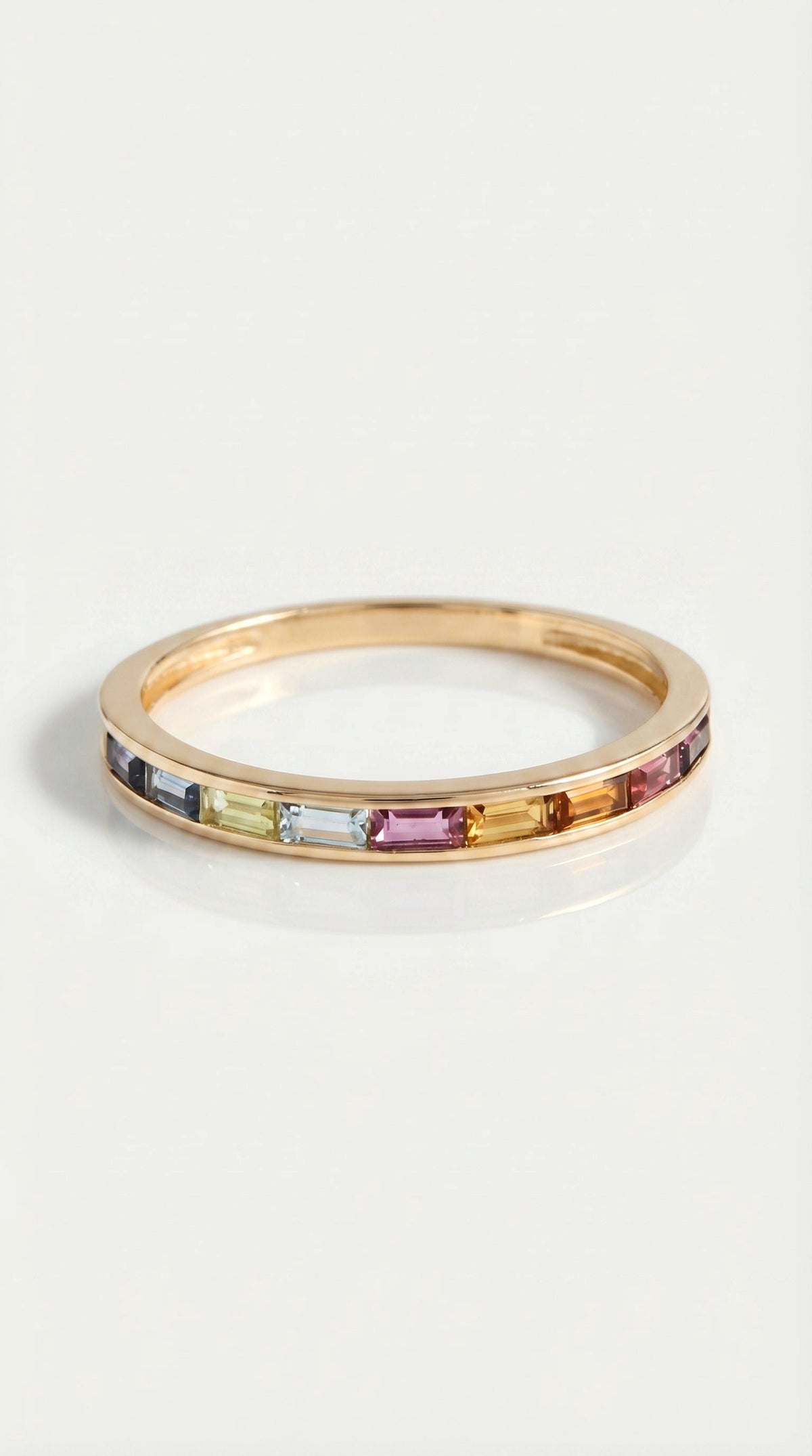 Rainbow - Channel Multi Gemstone Baguette Ring