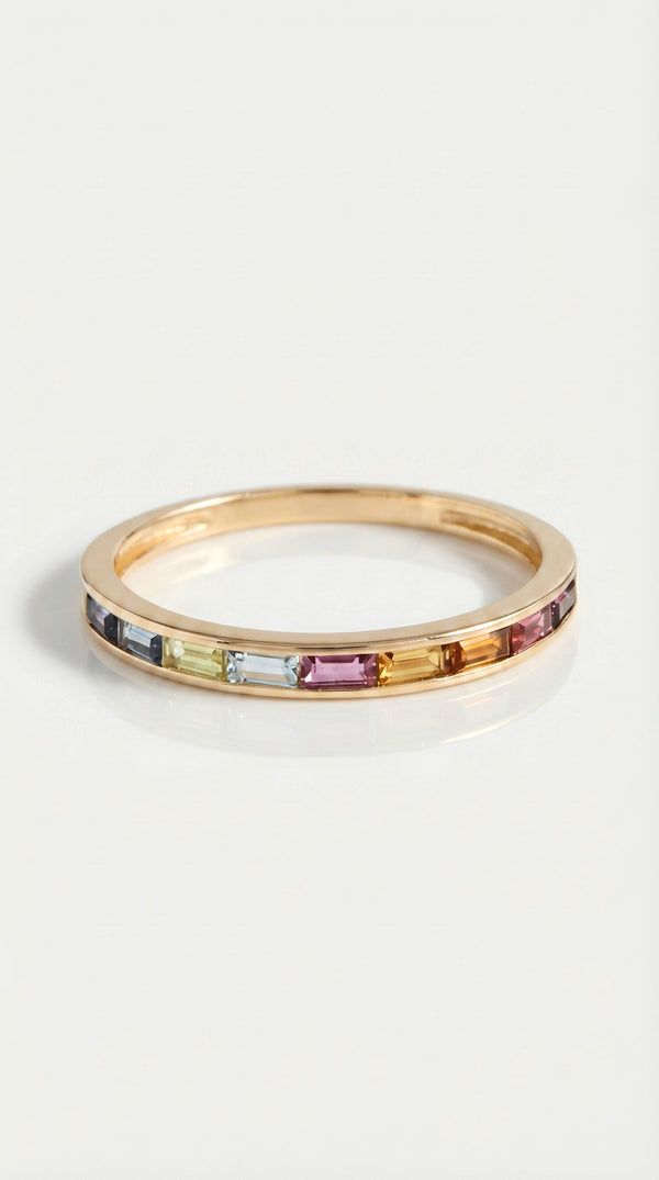 Rainbow - Channel Multi Gemstone Baguette Ring