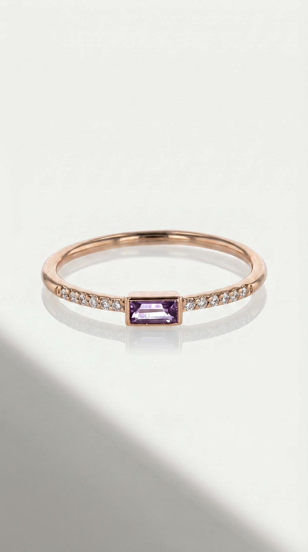 Rainbow Gemstone Lavender Amethyst Petite Ring