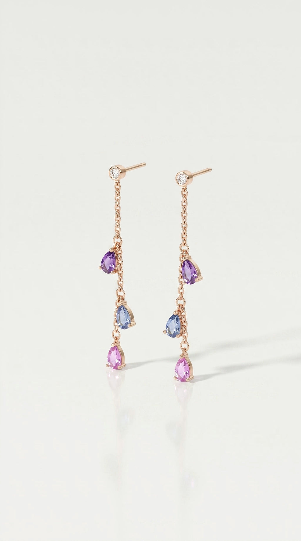 Rainbow Gemstones Drop Pear Shape Earrings