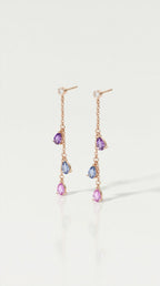 Rainbow Gemstones Drop Pear Shape Earrings