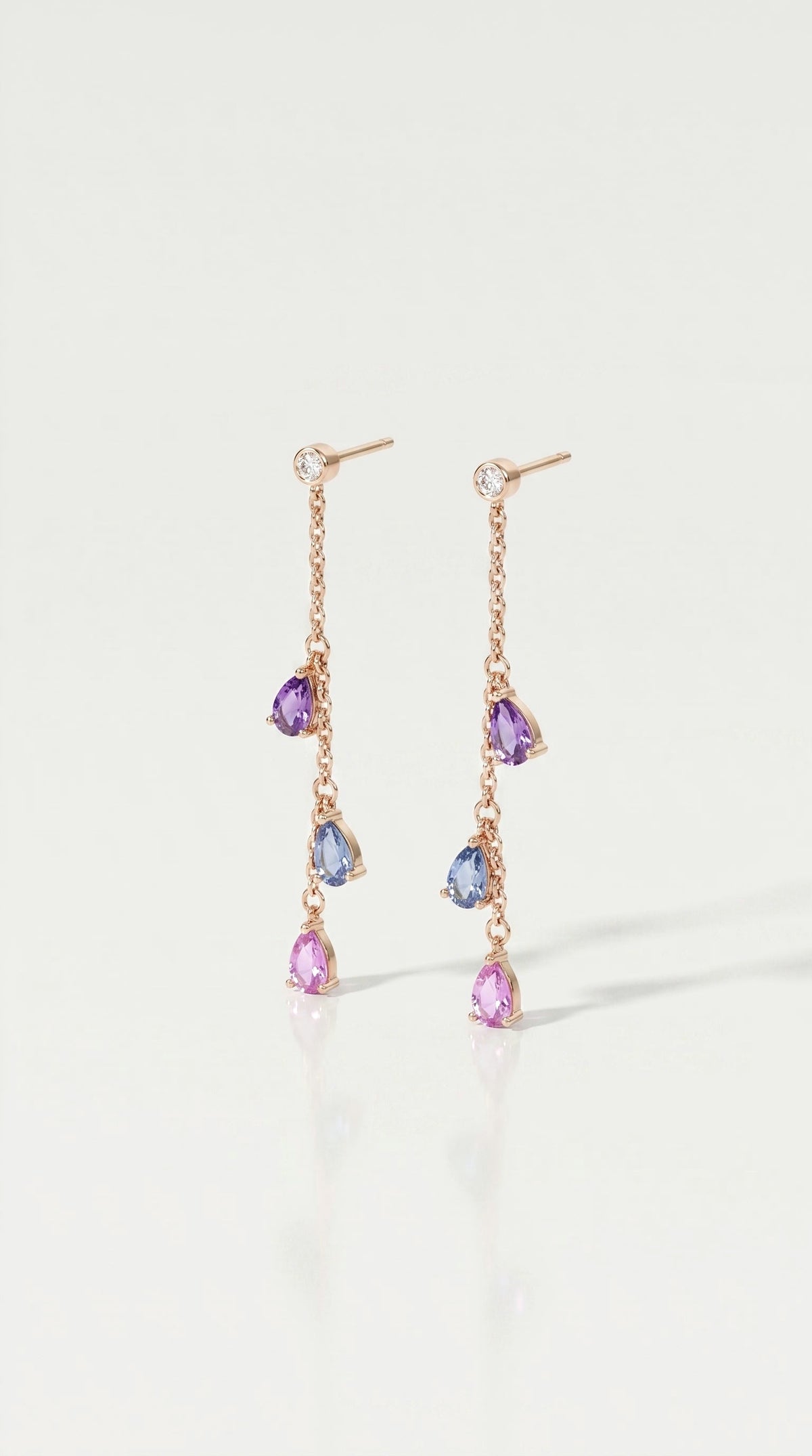 Rainbow Gemstones Drop Pear Shape Earrings
