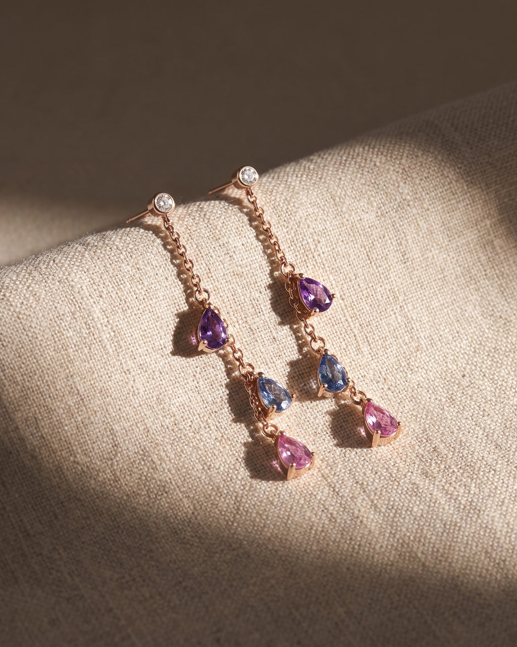 Rainbow Gemstones Drop Pear Shape Earrings — Levendi Jewellers