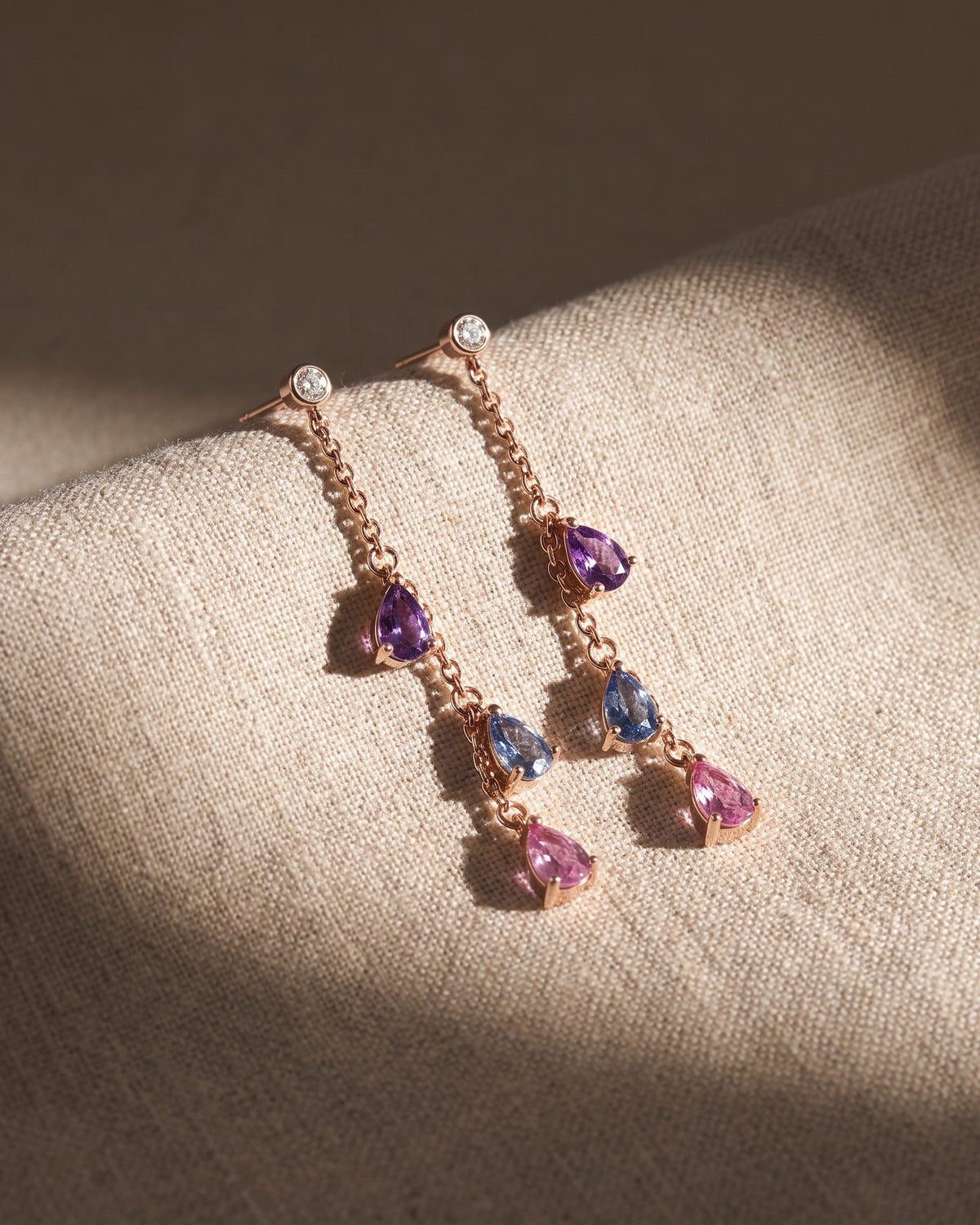 Rainbow Gemstones Drop Pear Shape Earrings — Levendi Jewellers