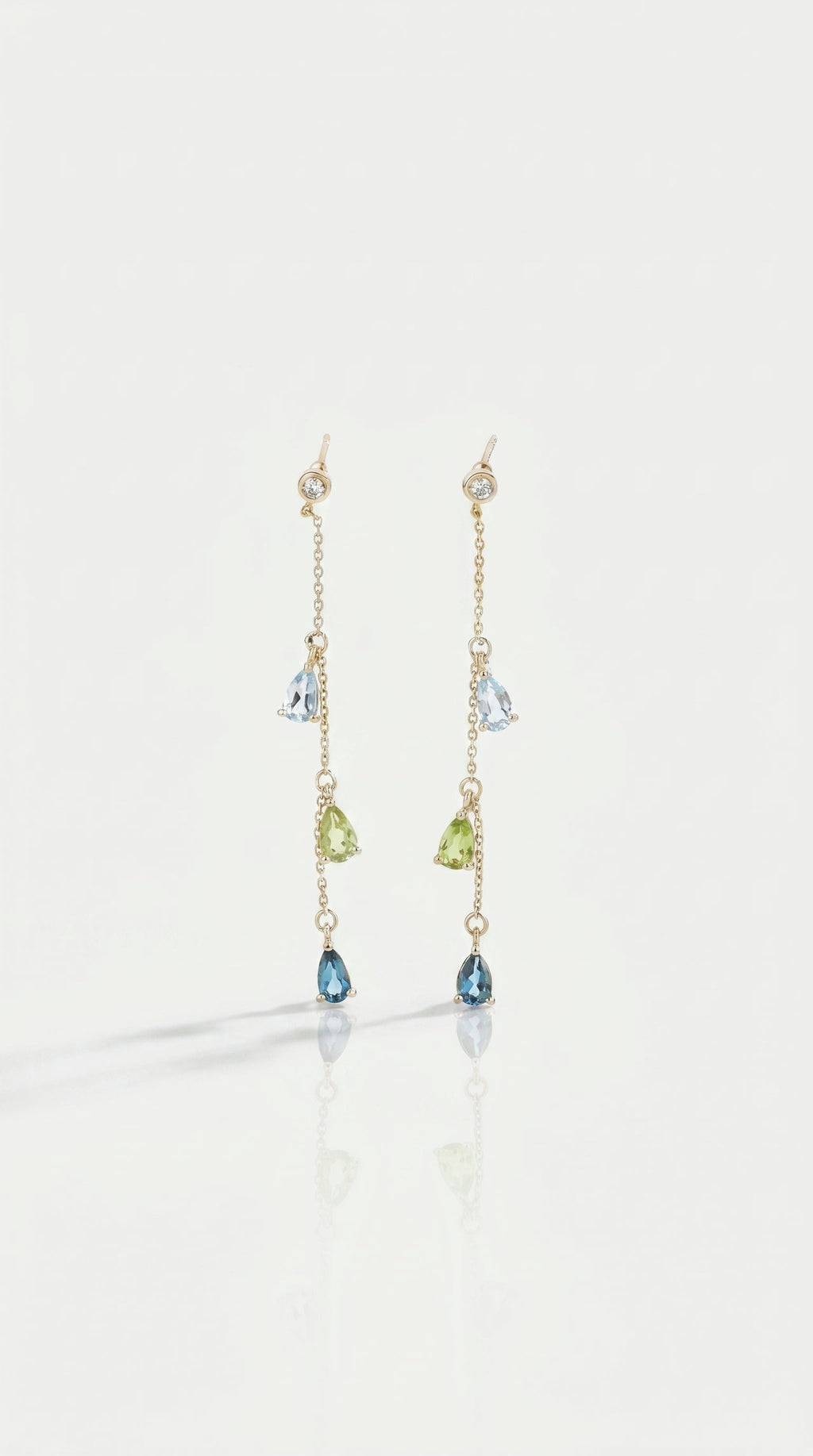 Rainbow Gemstones Drop Pear Shape Earrings