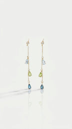 Rainbow Gemstones Drop Pear Shape Earrings