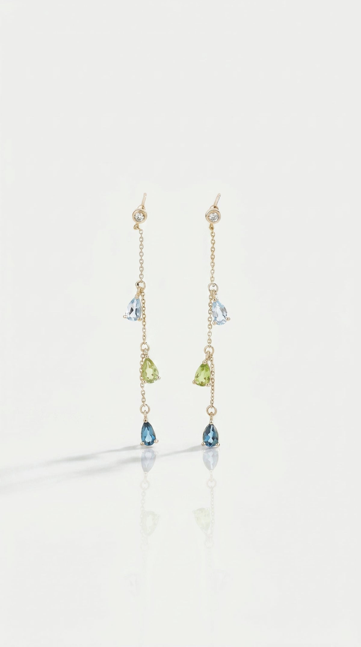 Rainbow Gemstones Drop Pear Shape Earrings