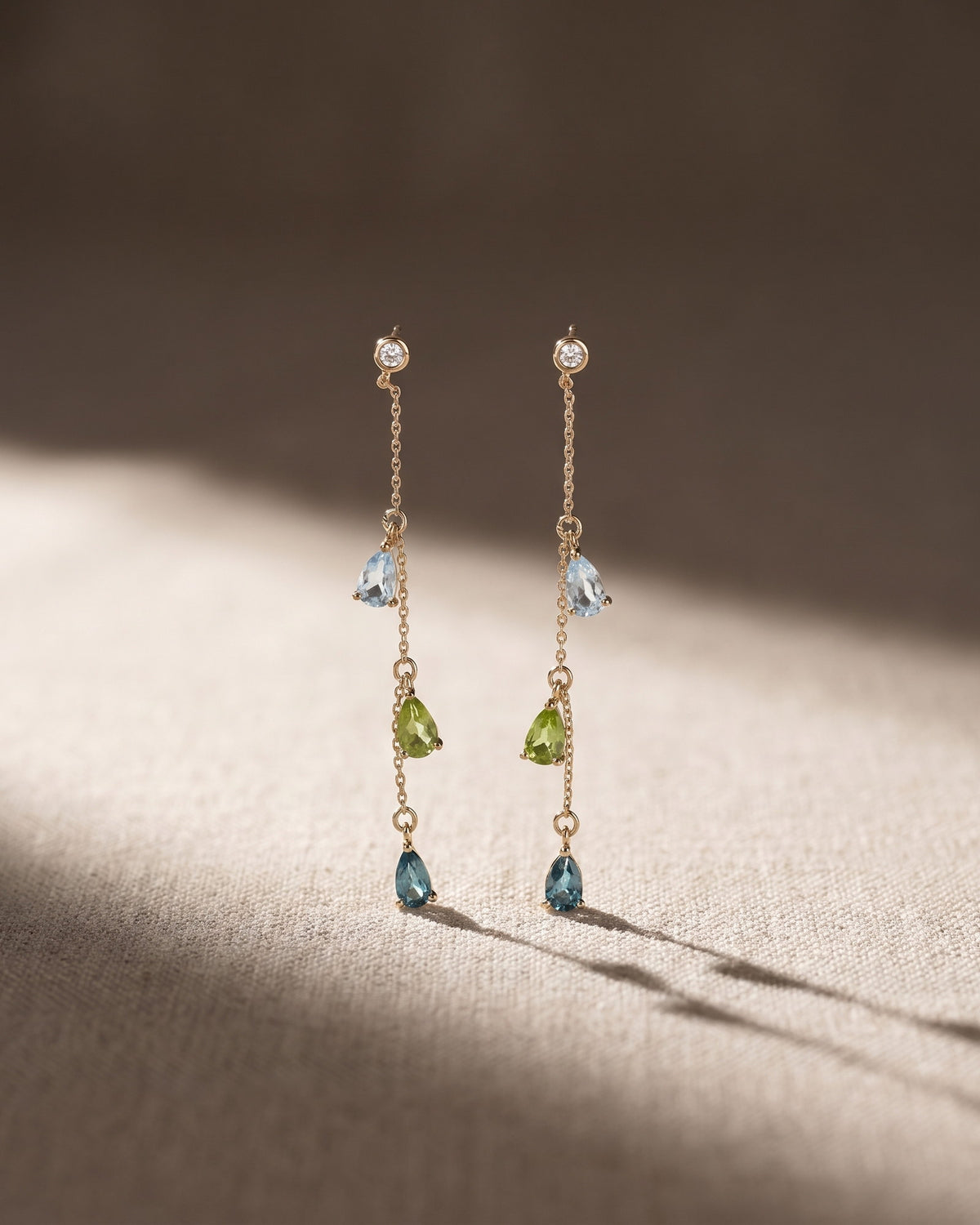 Rainbow Gemstones Drop Pear Shape Earrings — Levendi Jewellers