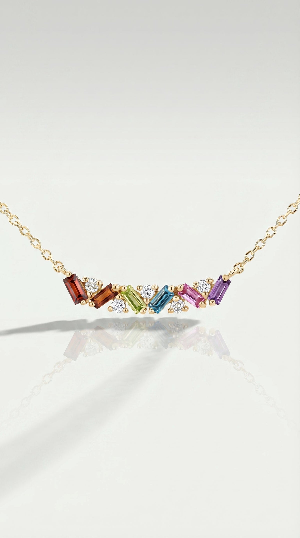 Rainbow - Petite Baguette Multi Gemstones Pendant