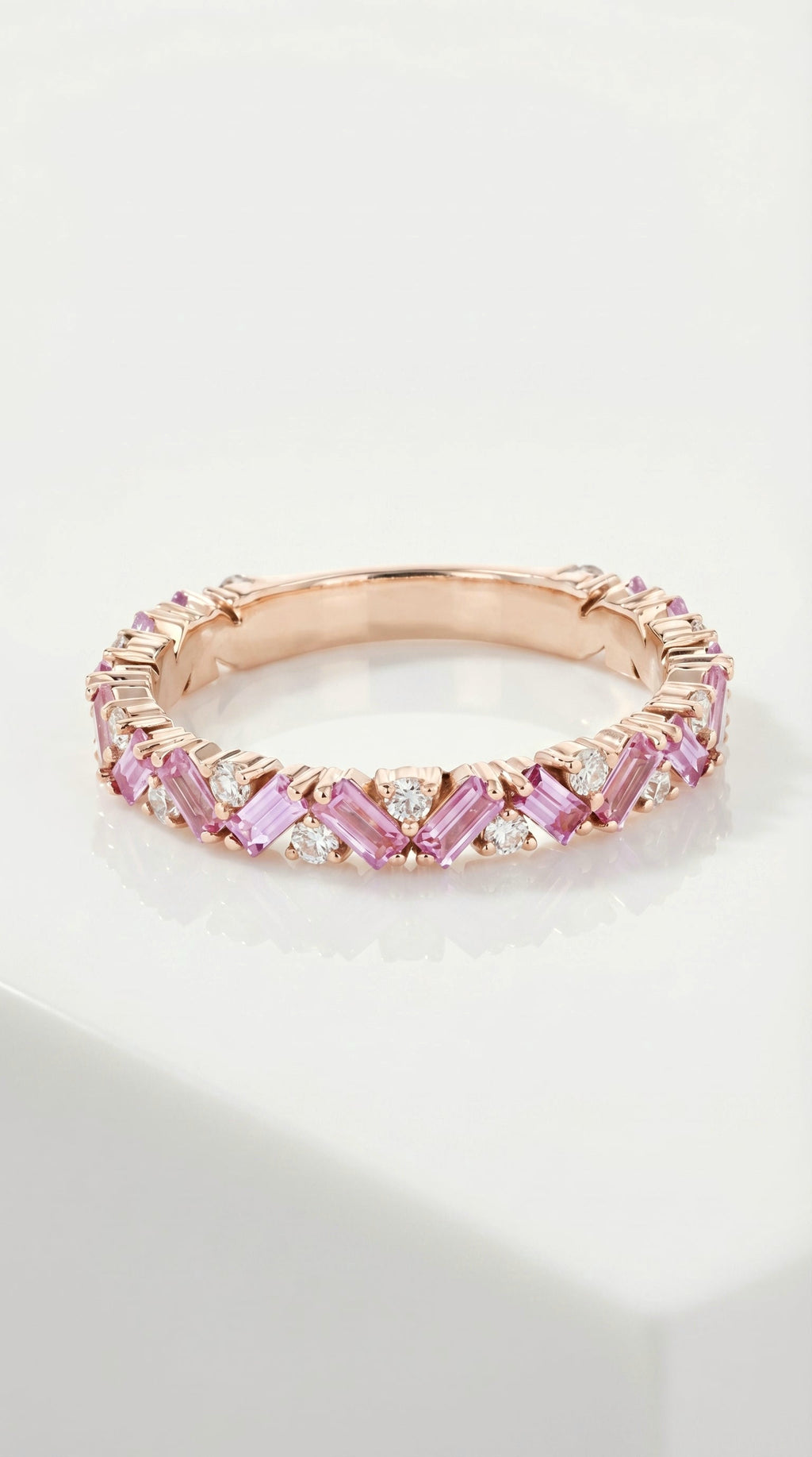 Rainbow - Petite Baguette Pink Sapphire Band