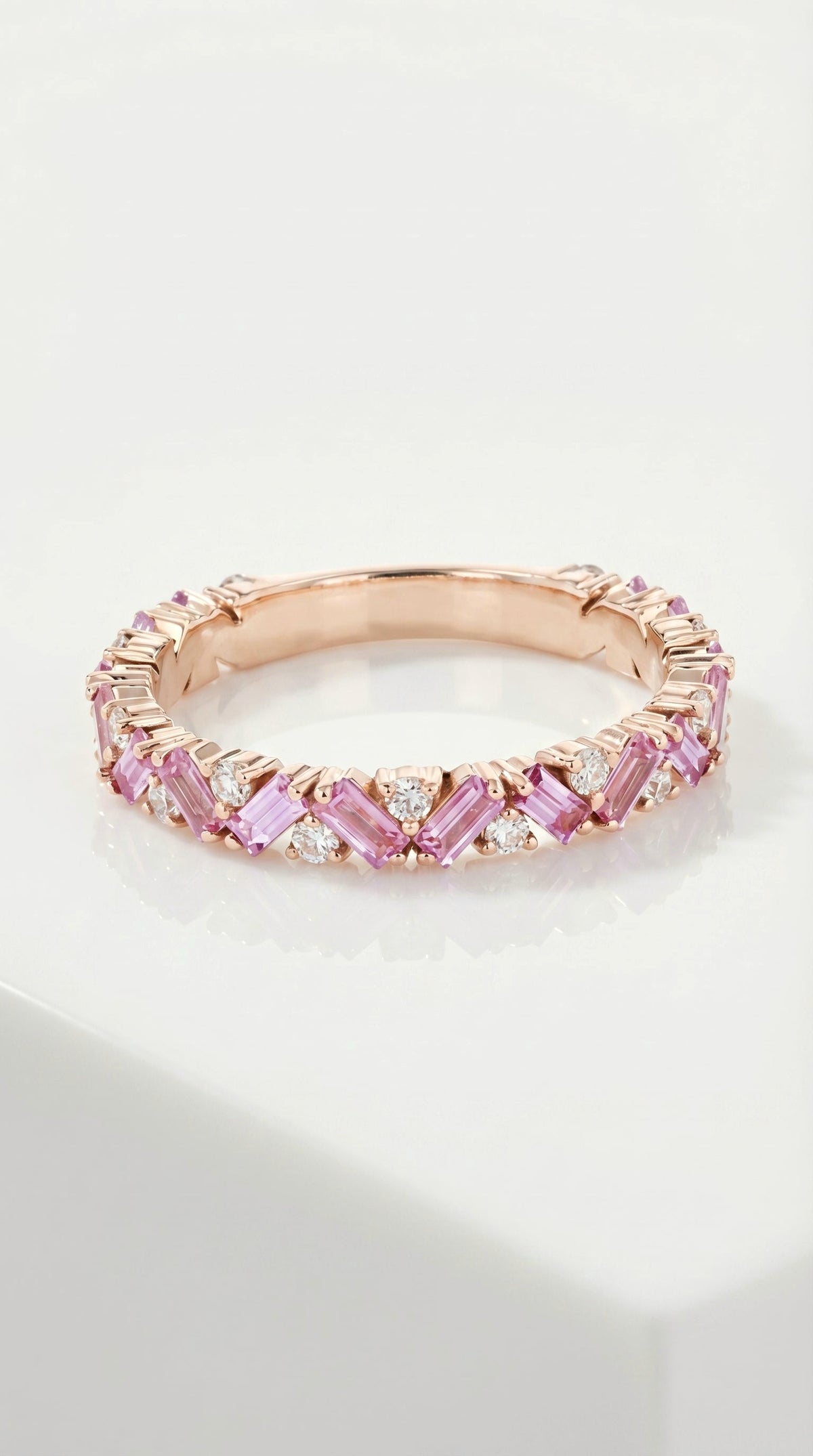 Rainbow - Petite Baguette Pink Sapphire Band