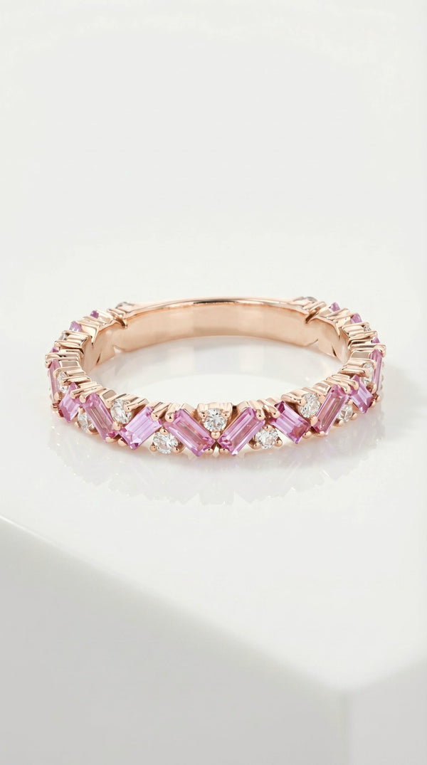 Rainbow - Petite Baguette Pink Sapphire Band