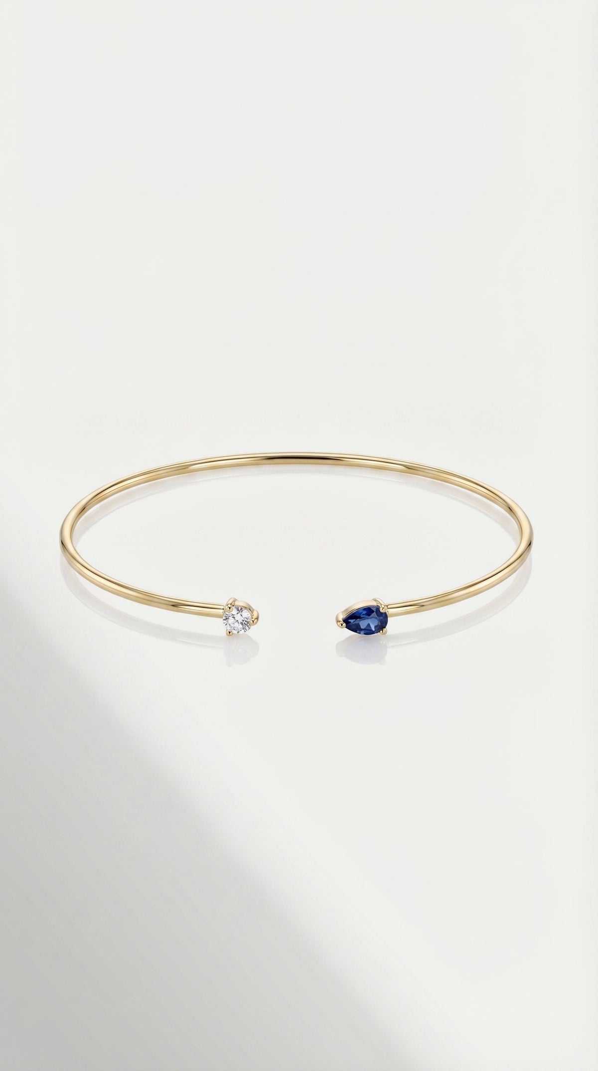 Rainbow Blue Sapphire & Diamond Open Bangle