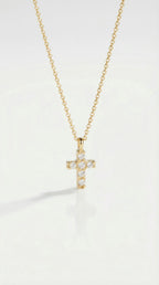 Thea - Mini Yellow Gold Diamonds Cross
