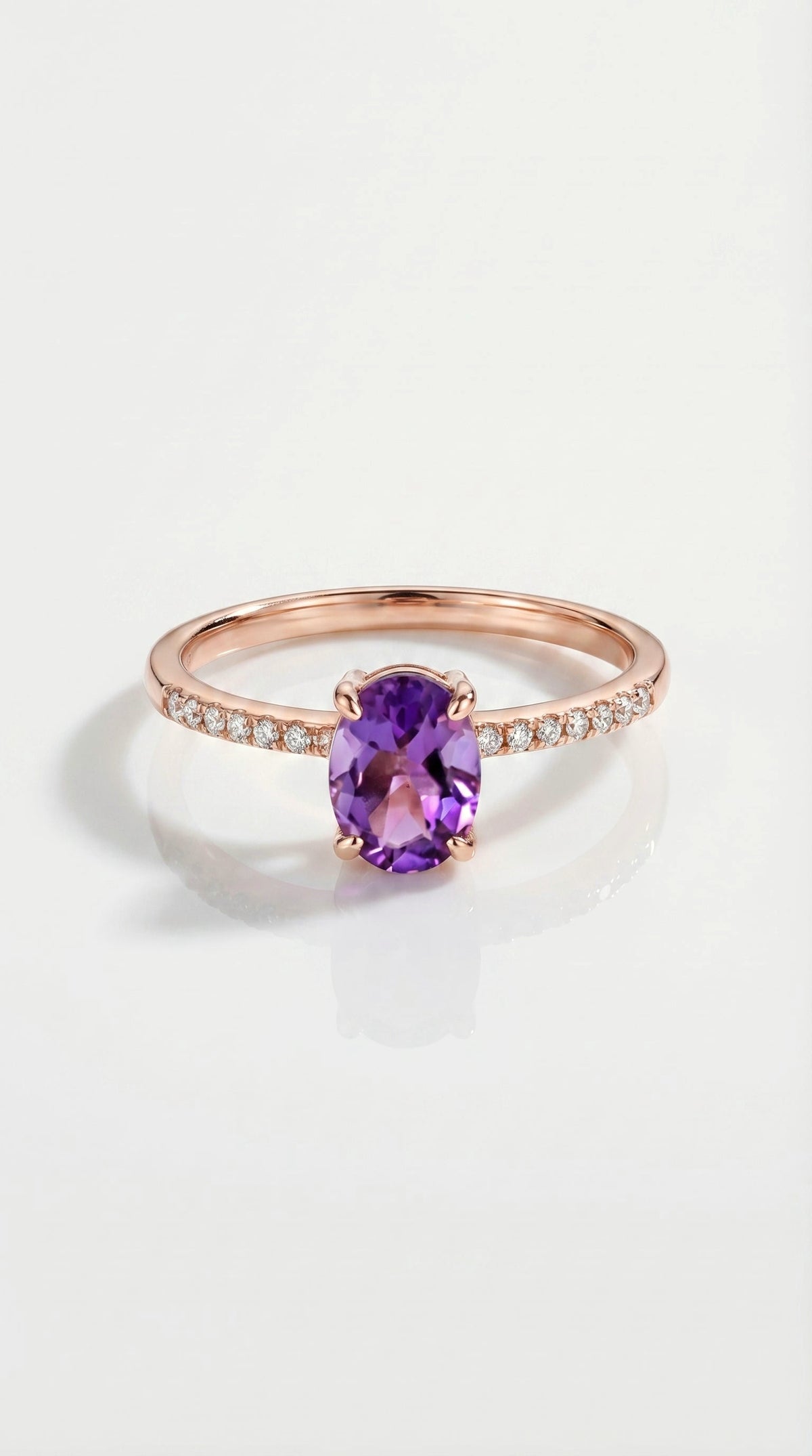 Rainbow Amethyst & Diamond Fine Ring