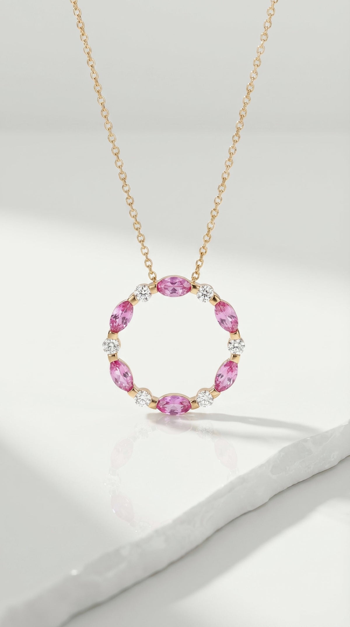 Rose Gold Pink Sapphire Necklace
