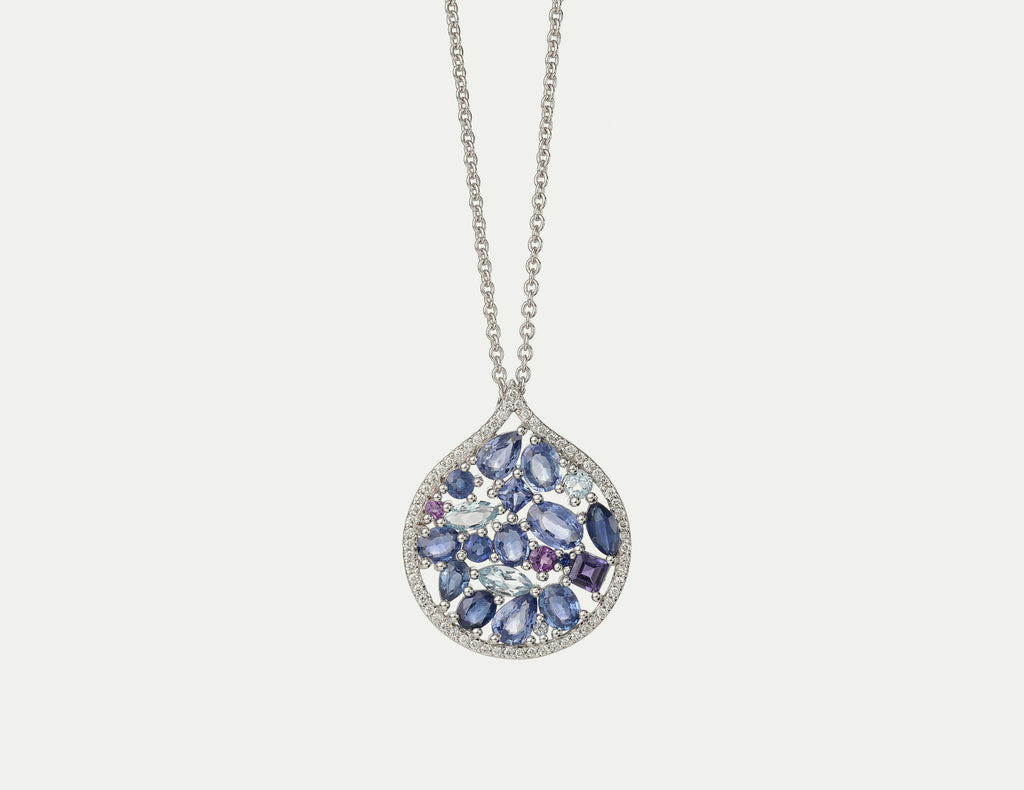 Mosaïque Éternelle Blue Sapphires and Blue Topaz Pendant