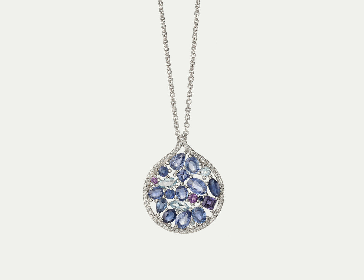 Mosaïque Éternelle Blue Sapphires and Blue Topaz Pendant
