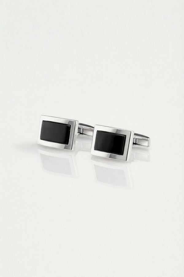 Silver Square Onyx Cufflinks