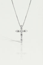 Sophia - Large White Gold Cross and Single Diamond