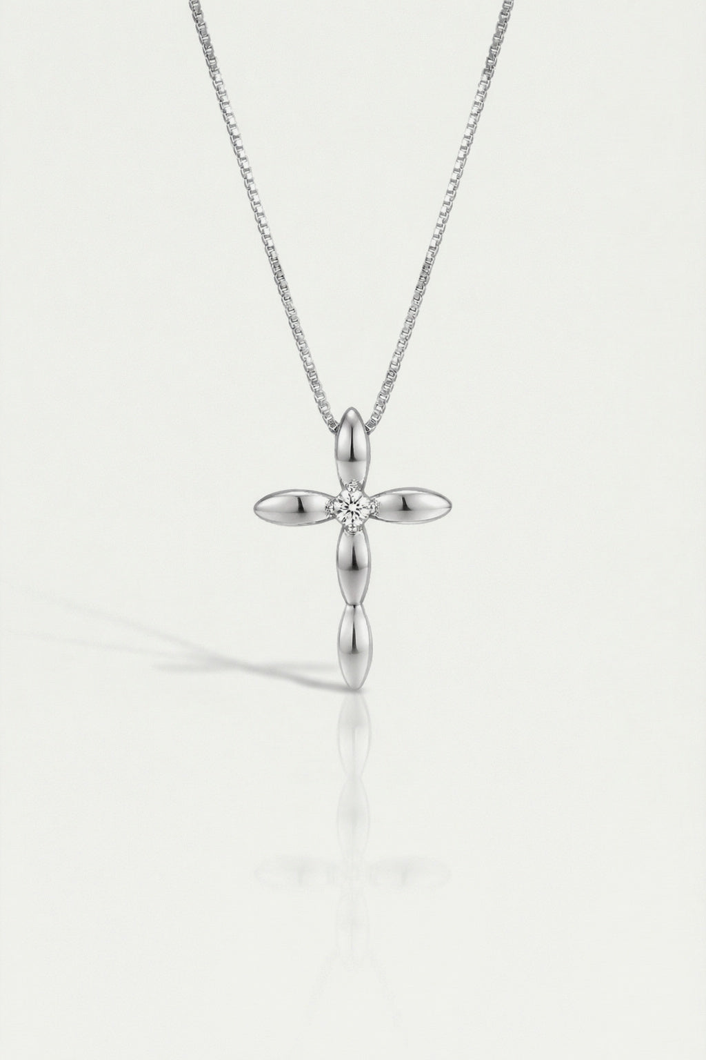 Sophia - Large White Gold Cross and Single Diamond