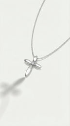 Sophia - Medium White Gold Cross and Single Diamond.