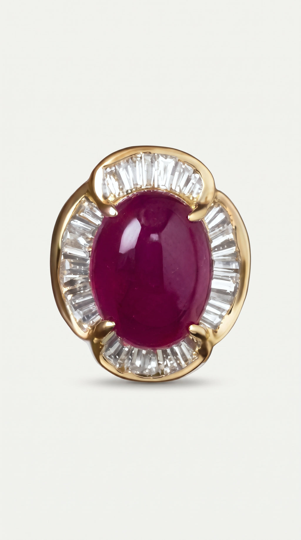 Sophia Levendi - Cabochon Rubies and Diamond Baguette Earrings — Levendi Jewellers