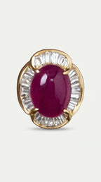 Sophia Levendi - Cabochon Rubies and Diamond Baguette Earrings — Levendi Jewellers