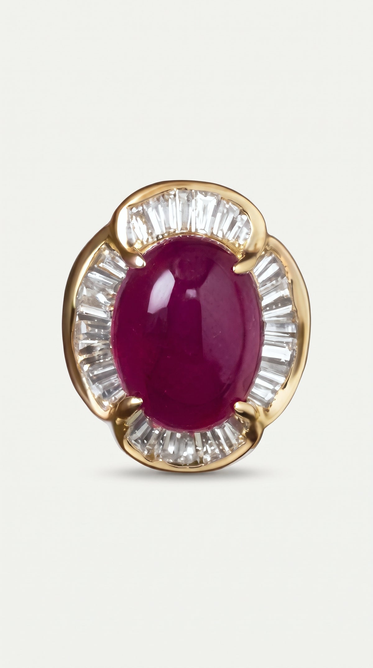 Sophia Levendi - Cabochon Rubies and Diamond Baguette Earrings — Levendi Jewellers
