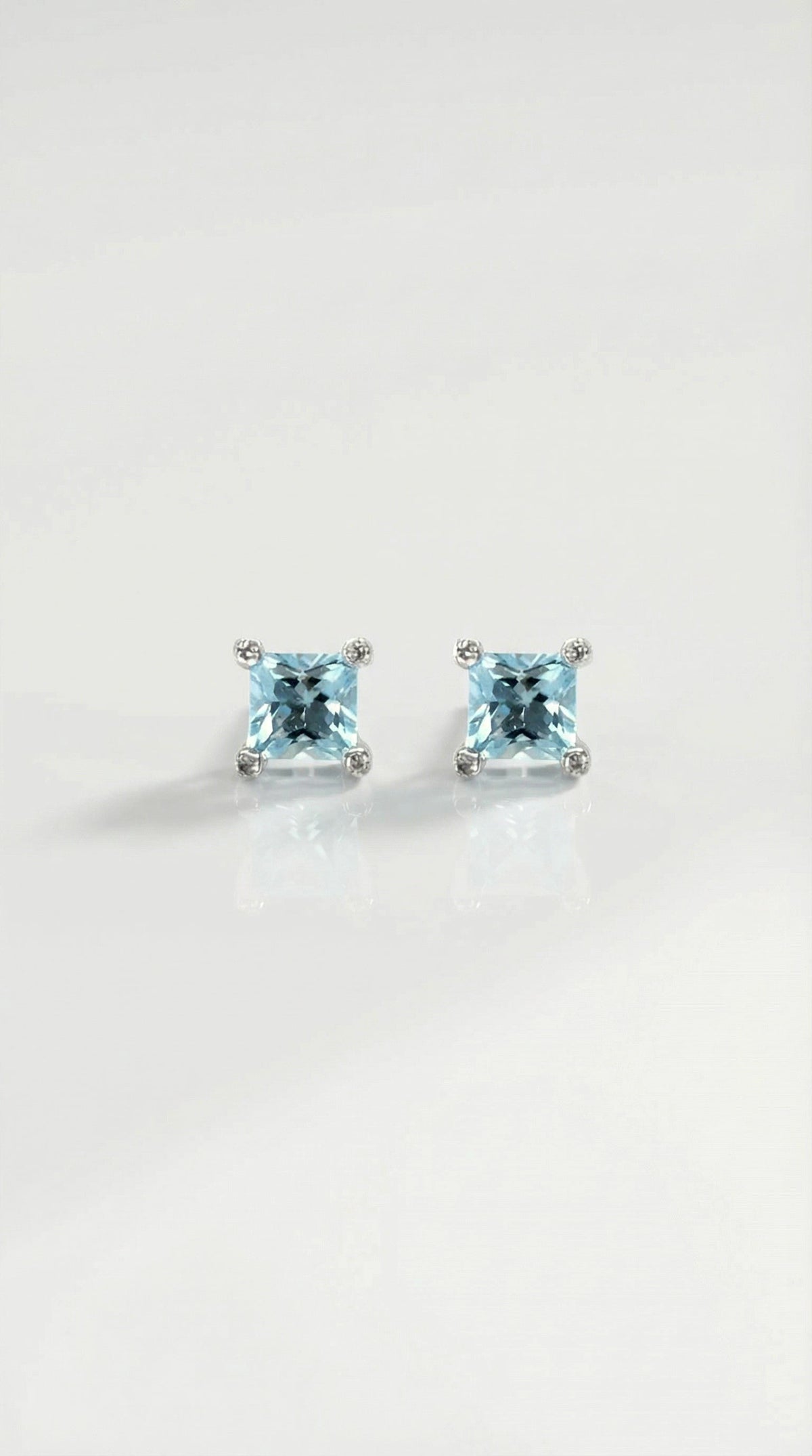 Princess Cut Aquamarine Diamond Earrings