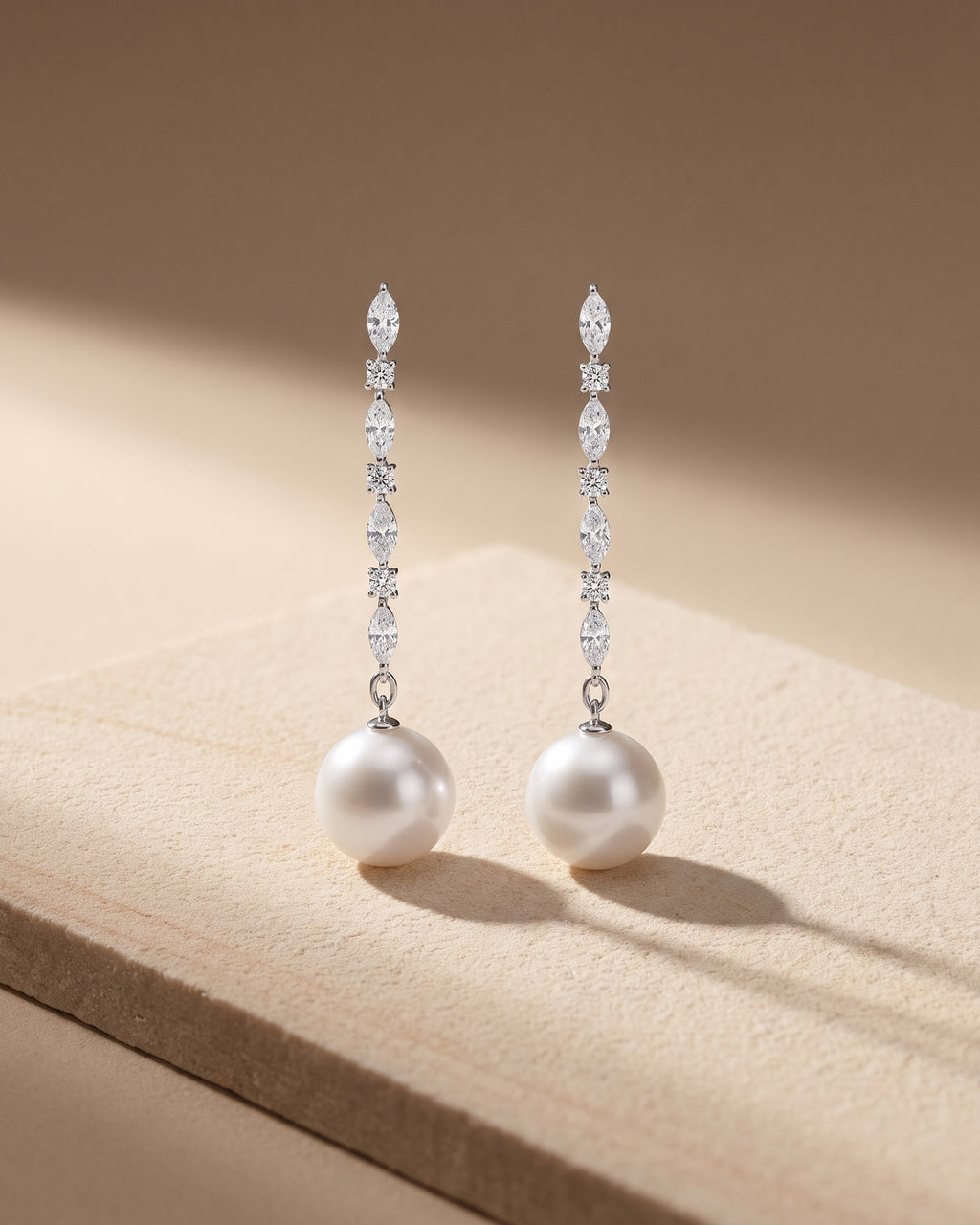Symphony of Diamonds Drop Australian South Sea Pearl Earrings — Levendi Jewellers