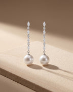 Symphony of Diamonds Drop Australian South Sea Pearl Earrings — Levendi Jewellers
