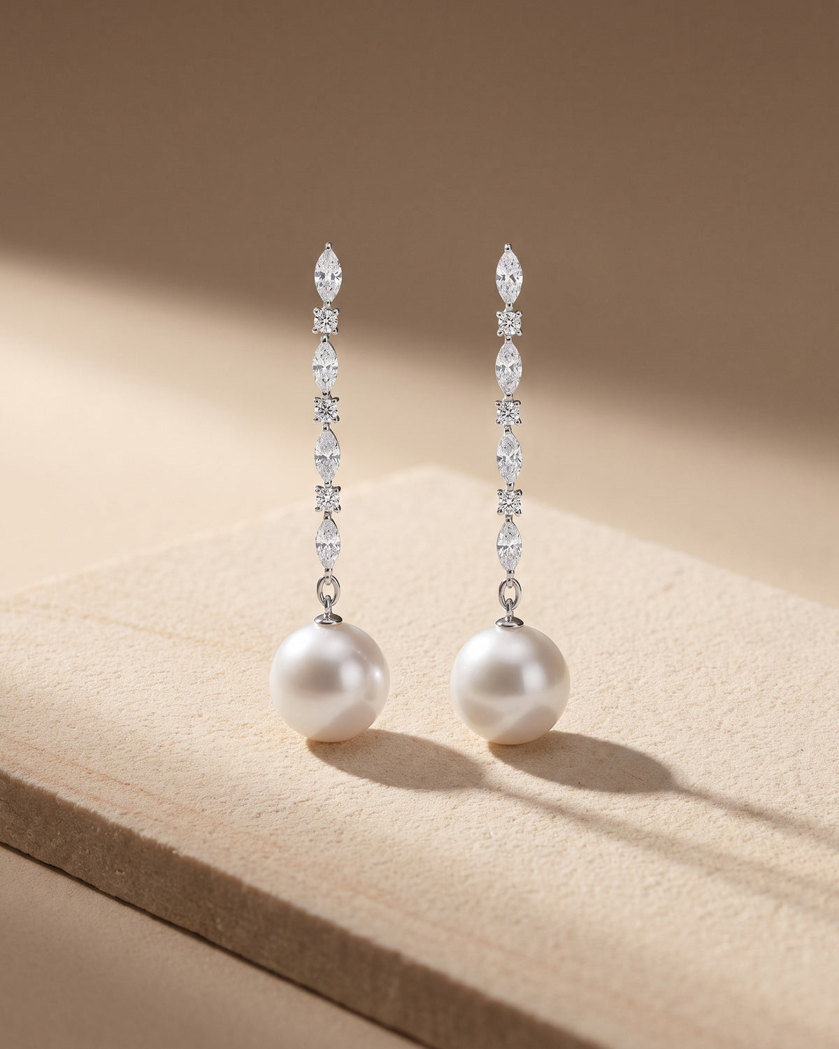 Symphony of Diamonds Drop Australian South Sea Pearl Earrings — Levendi Jewellers